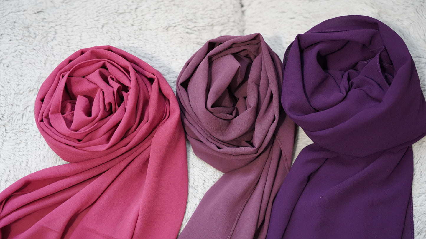 Classic Chiffon Hijabs- Pack of 3- Barbie Edition