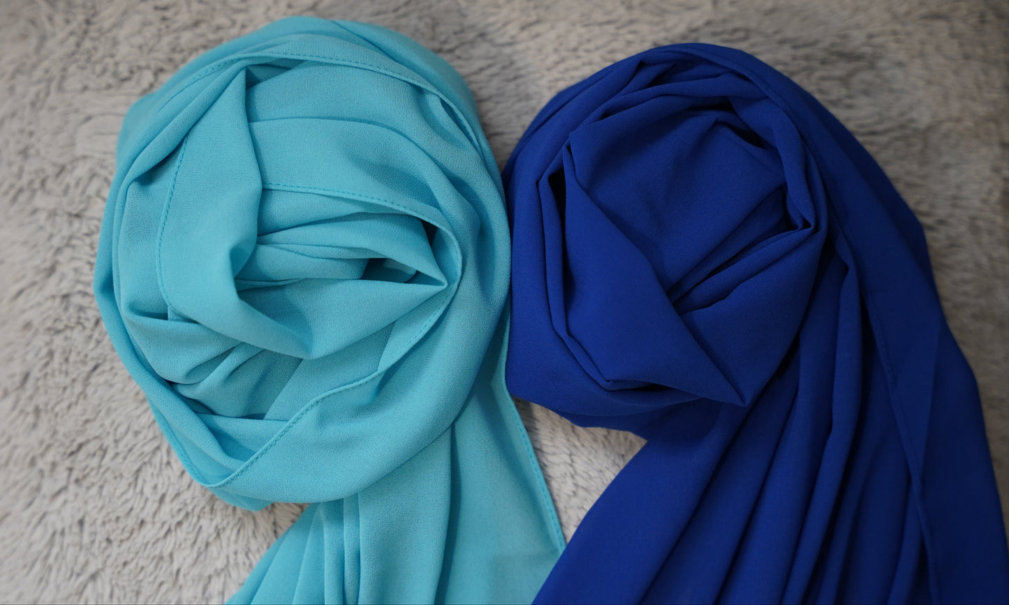 Classic Chiffon Hijabs- Pack of 2- Summer Skies