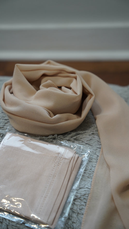Matching Hijab & Undercap Set-Beige
