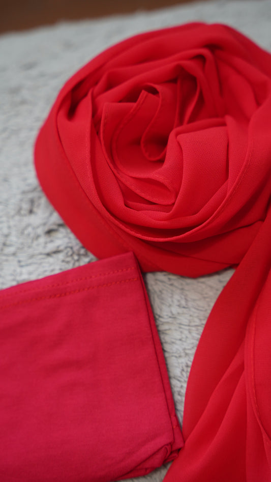 Matching Hijab & Undercap Set-Winter Rose