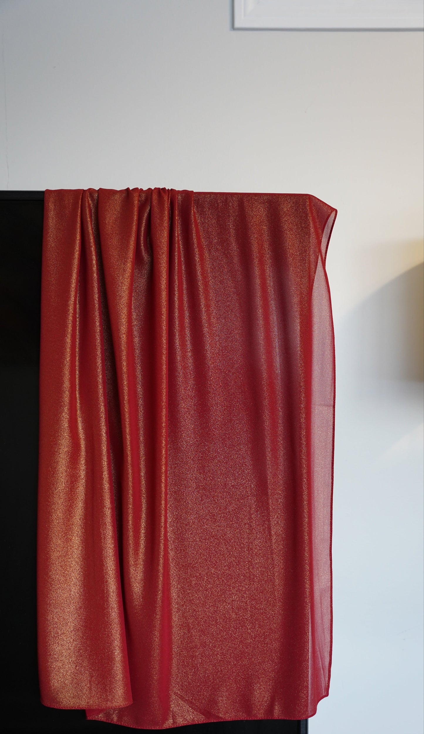 Premium Shimmer Chiffon Hijab-Gilded Brick Red