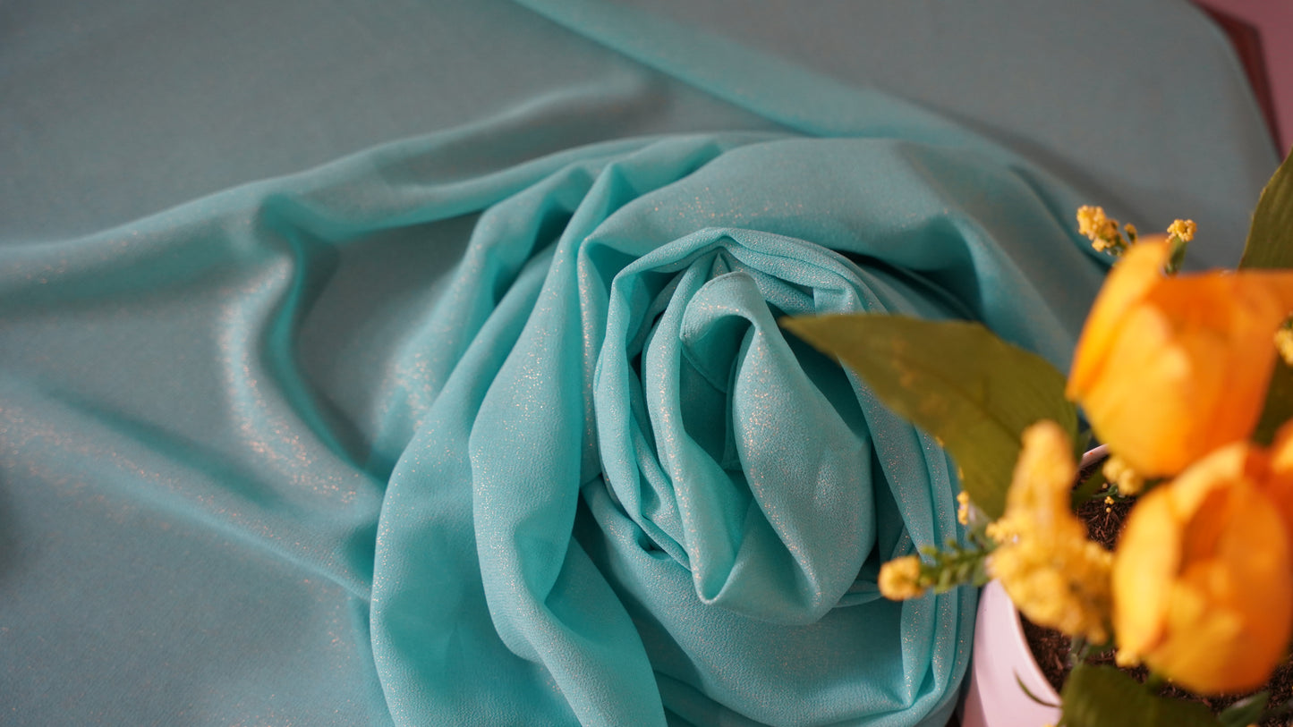 Premium Shimmer Chiffon Hijab-Aqua Marine